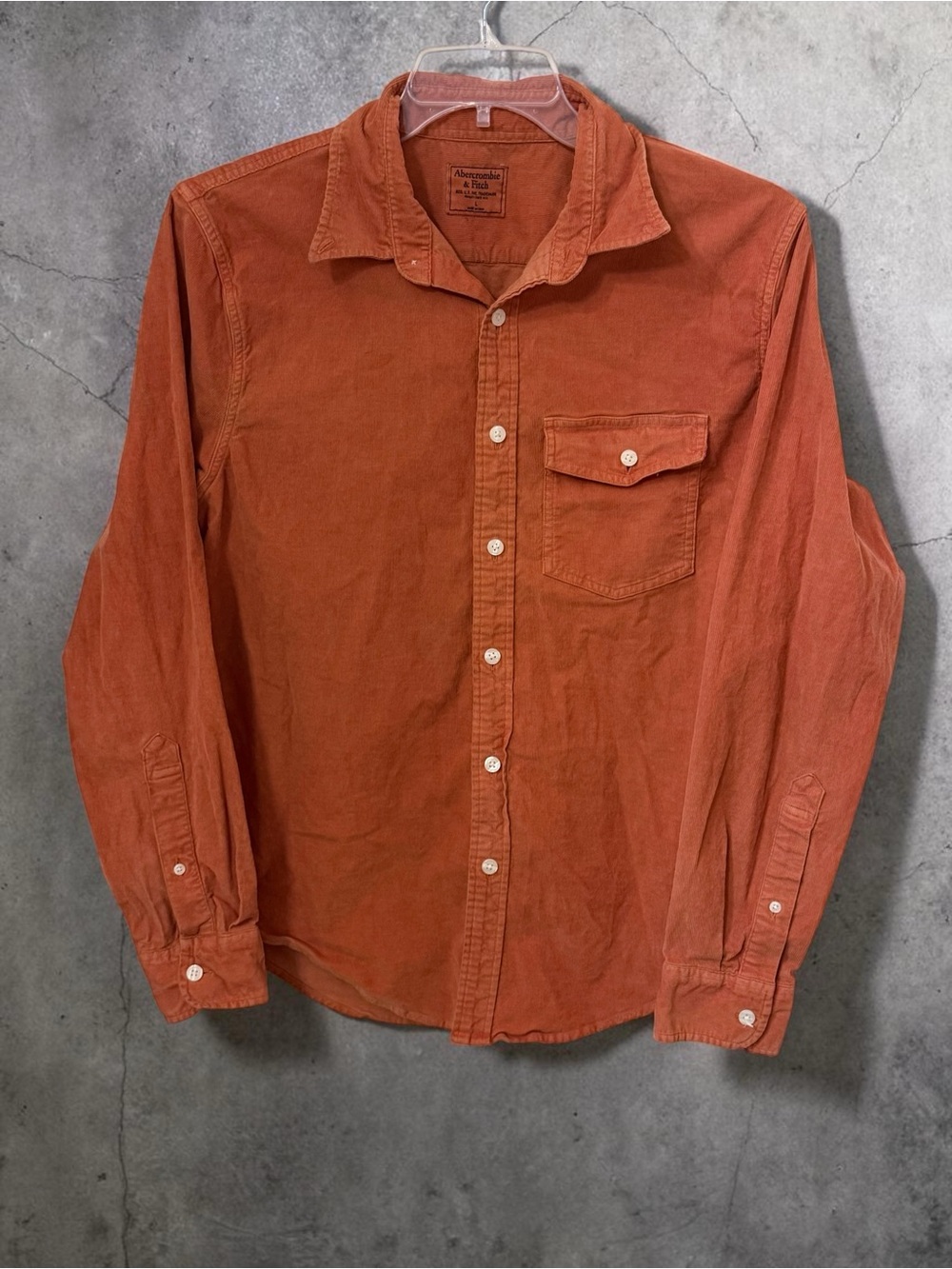 Abercrombie & Fitch Men's Corduroy Button-Down Shirt - Burnt Orange
